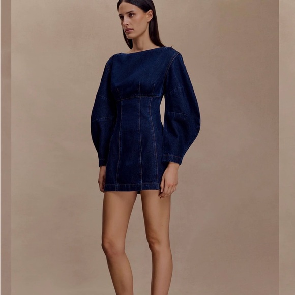 NWT Meshki Cosmala
Denim Long Sleeve Mini Dress - Indigo Blue - Picture 6 of 6